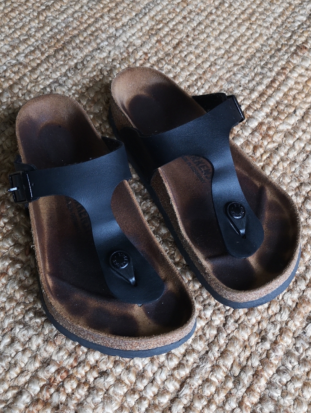 Birkenstock Black and Brown Gizeh Sandals
